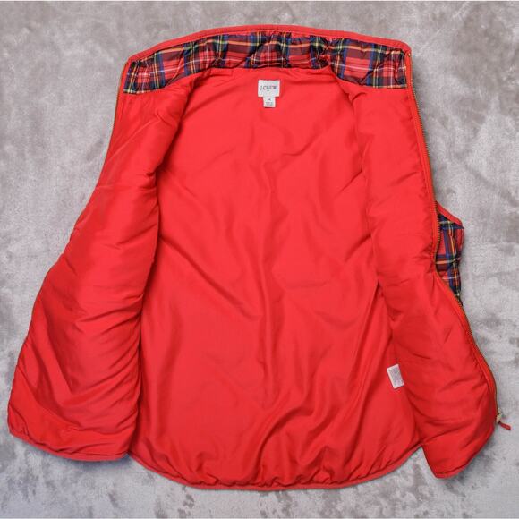 J. Crew Tartan Print Snap Pockets Red Blue Plaid Puffer Vest Womens Size M - Picture 3 of 14